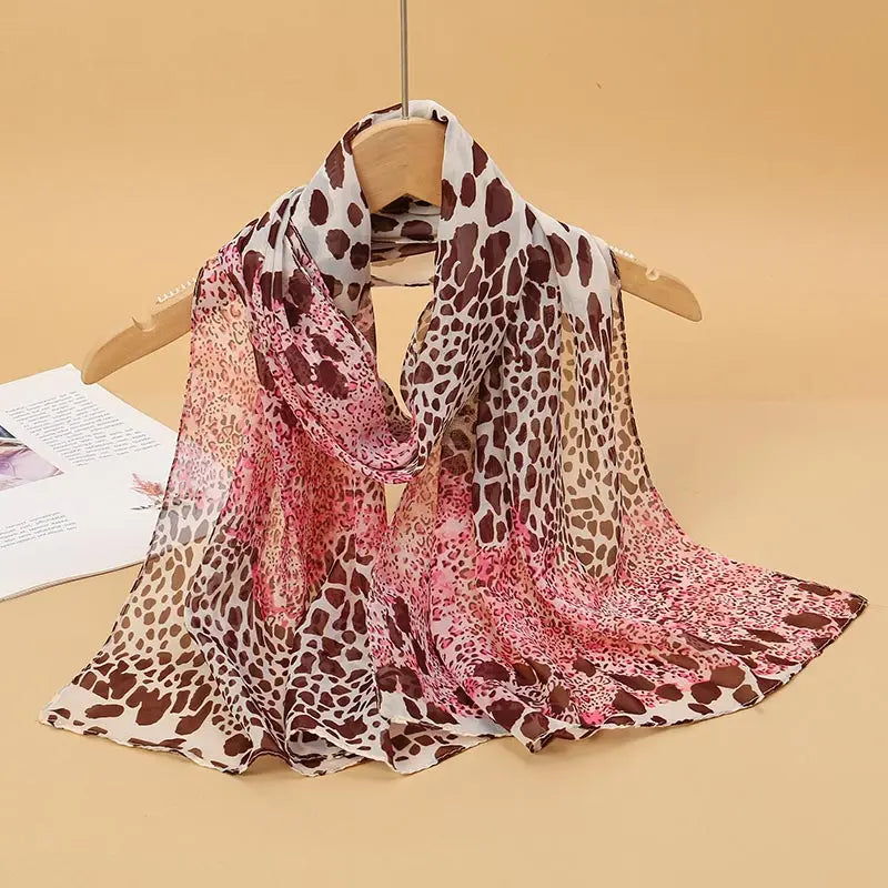 Women Print Chiffon Scarf Lightweight Sunscreen Shawl Wrap - Smarsty