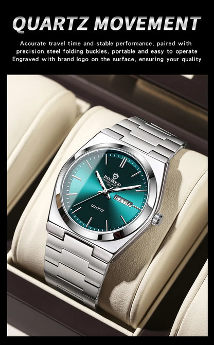 Luxury Stainless Steel Men's Watch with Double Calendar - Smarsty