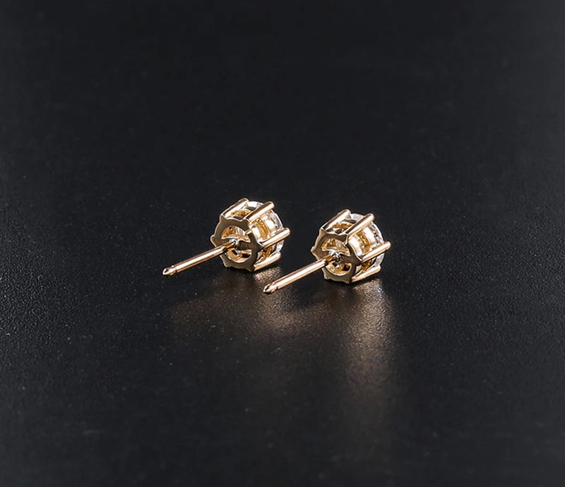 Certified Moissanite Stud Earrings 18K Plated Silver - Smarsty
