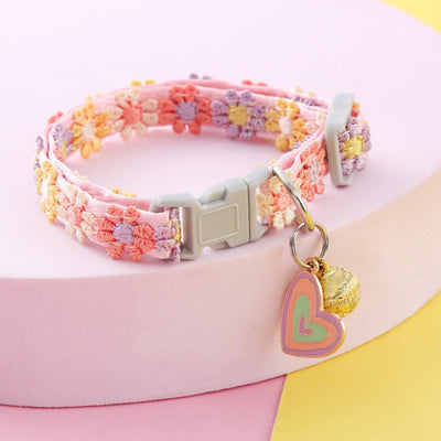 Pet Collar With Bell Cartoon Footprint Colorful Dog Puppy Kitten Collar Adjustable Safety Bell Ring Necklace Pet Accessories - Smarsty