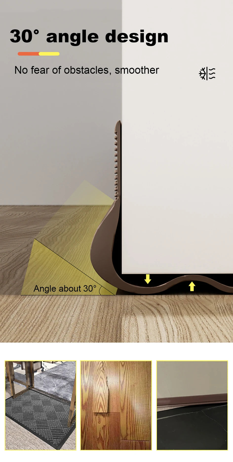 Flexible Door Bottom Sealing Strip Door Gap Soundproofing Wind and Dust Proof Weather Strip Under Door Draft Stopper Tape - Smarsty