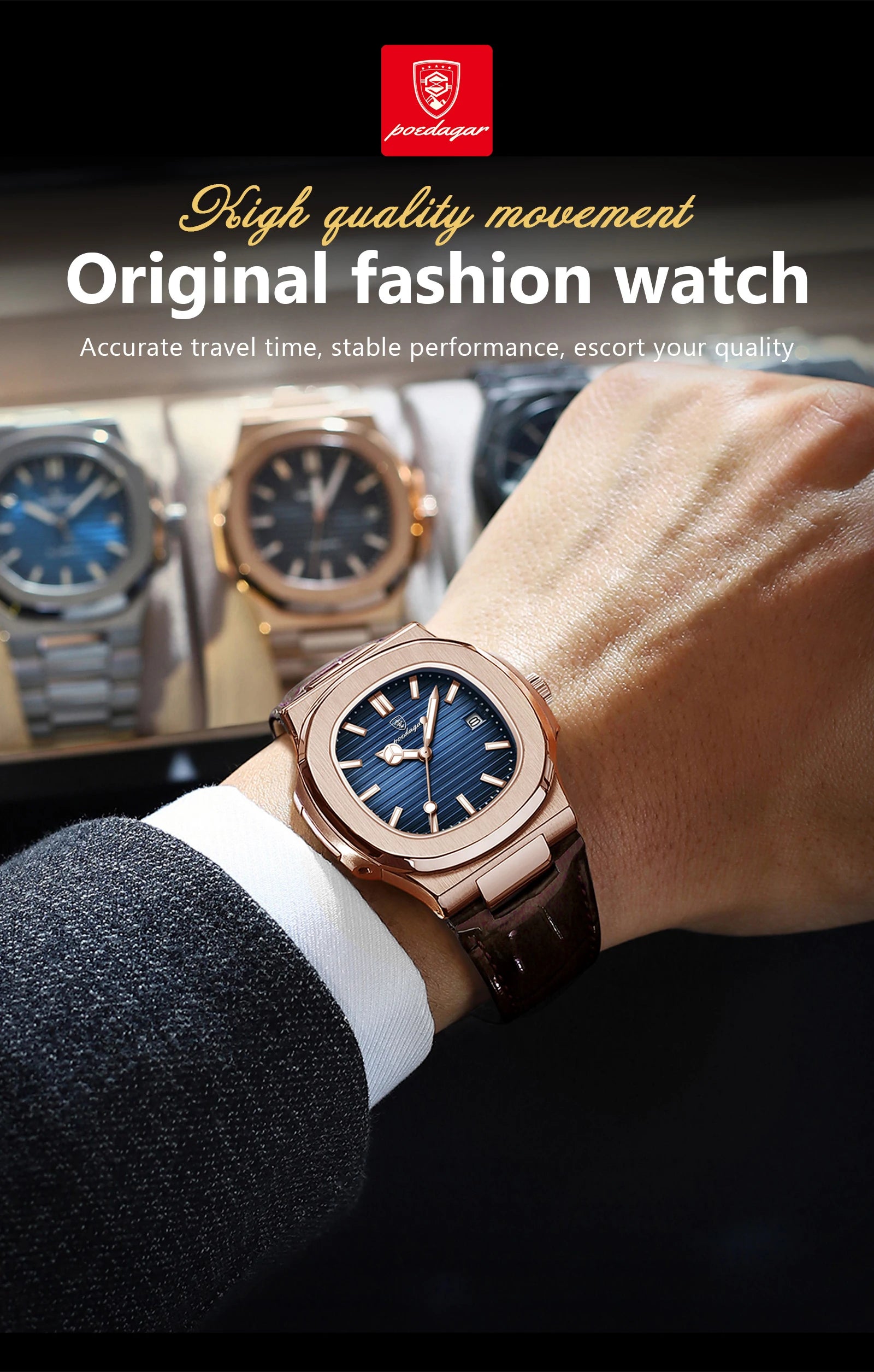 Luxury Waterproof Quartz Square Men Watch with Luminous Feature - Smarsty