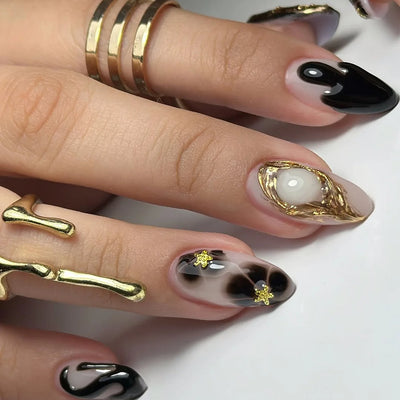 24pcs Flower Design Fake Nail Tips Full Cover - Smarsty