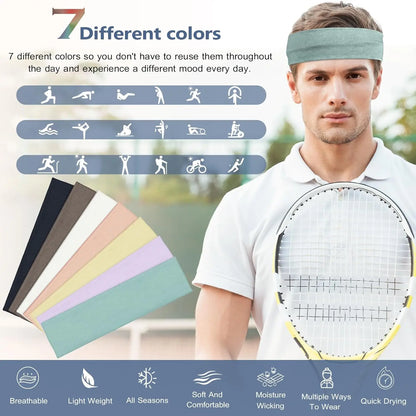 Unisex Sweat Absorbing Sports Headbands 6 Pack Cotton - Smarsty
