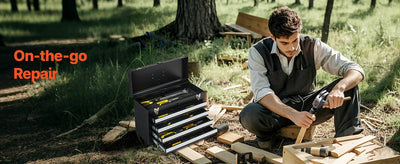 SucceBuy 20.5in Metal Tool Box Portable 4-Drawers Tool Chest with Drawers Locking Multi-Function Tool Organizer for Workshop - Smarsty