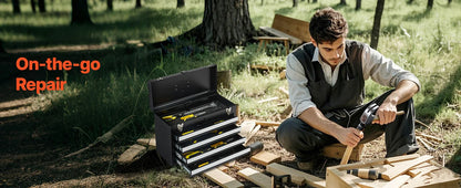 SucceBuy 20.5in Metal Tool Box Portable 4-Drawers Tool Chest with Drawers Locking Multi-Function Tool Organizer for Workshop