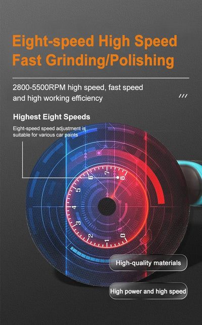 Cordless Car Polisher 12V 8 Speeds Noiseless Polishing - Smarsty