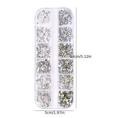 Boxed 3D Flat Back Nail Rhinestones Kit for DIY Manicure - Smarsty