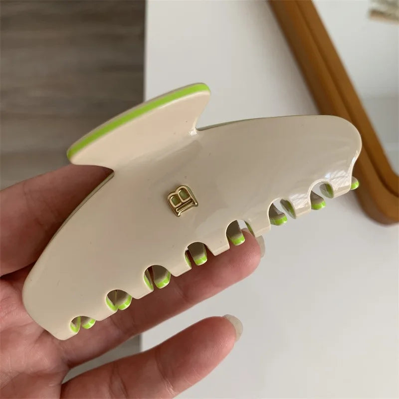 Acetate Hair Clip Shark Letter Design Secure Firm Hold - Smarsty