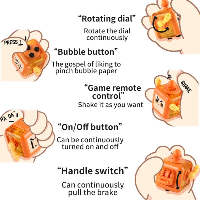 6/12 Sides Cube Decompression Toy Rainbow Stress Relief Autism ADHD OCD Anxiety Sensory Toys Fingertip Desk Toy for Kids Adult by Smarsty