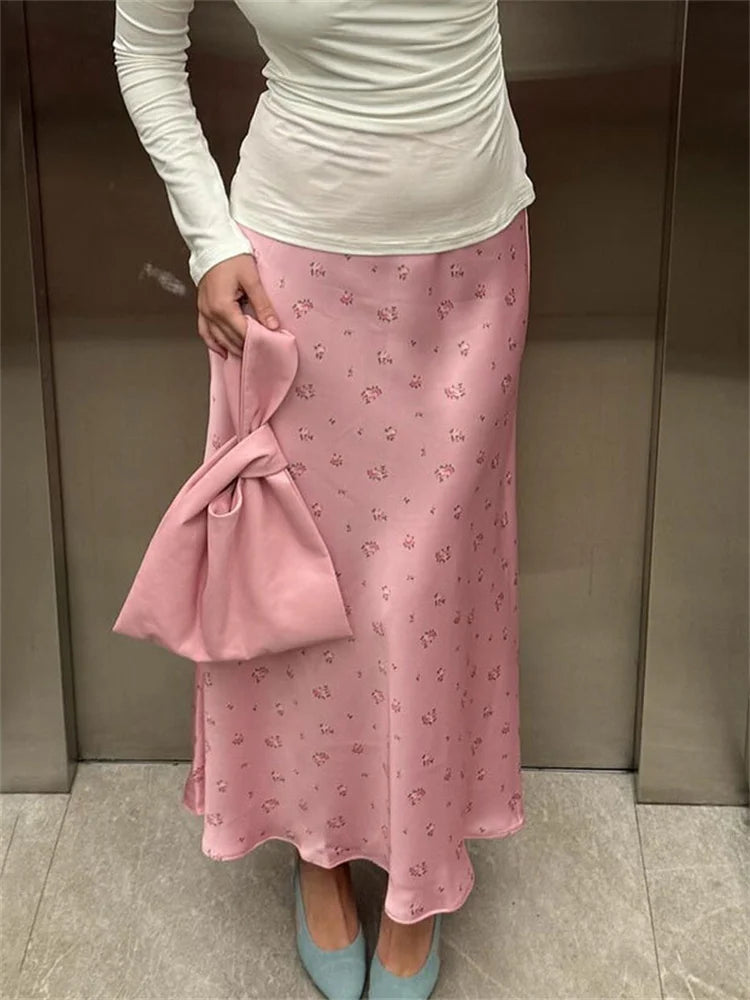 Tossy Summer Printed Fashion Long Skirt For Women High Waist Contrast Patchwork Slim Elegant Party Looks Ladies Y2k Maxi Skirt - Smarsty