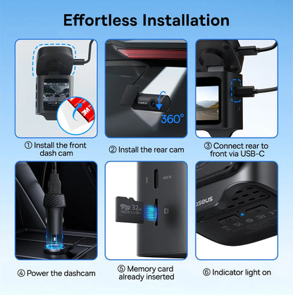 Front And Rear Dash Cam With GPS Galileo 24H Parking - Smarsty