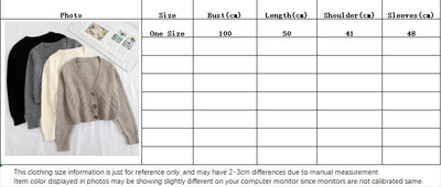 V Neck Cropped Cardigan Women Long Sleeve Twist Knitted Sweater Coats Autumn Winter Keep Warm Korean Fashion Jacket Cardigan - Smarsty