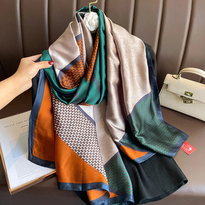 Large Silk Scarf for Women Soft Stylish Summer Wrap - Smarsty
