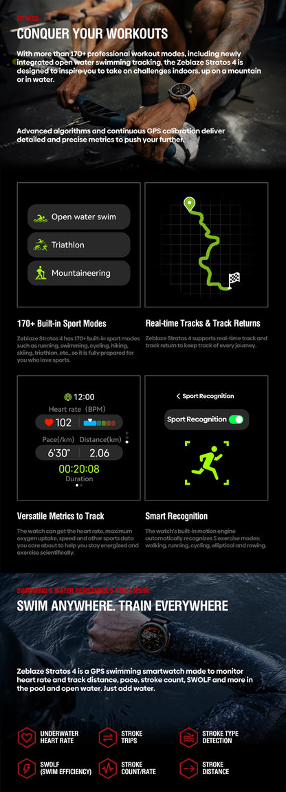 Zeblaze Stratos 4 GPS Smart Watch with AMOLED Display - Smarsty
