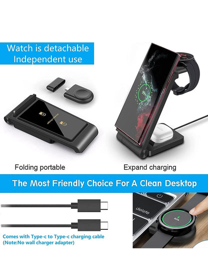 Three In One Wireless Charger Station With Fast Charging - Smarsty