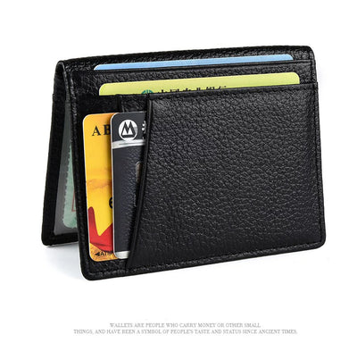 YUECIMIE Super Slim Soft Wallet Genuine Leather Mini Credit Card Holder Wallets Purse Thin Small Card Holders Men Wallet - Smarsty
