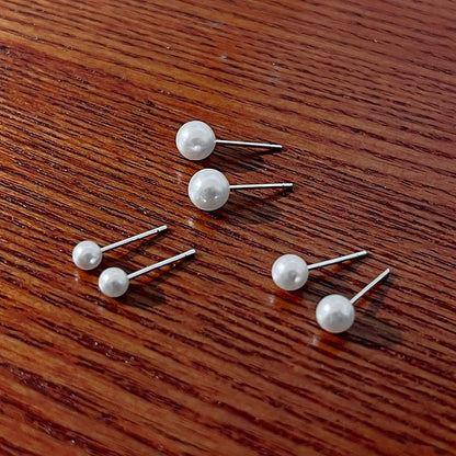 4 Pair Silver Heart Stud Earrings Set Cute Gift Everyday - Smarsty