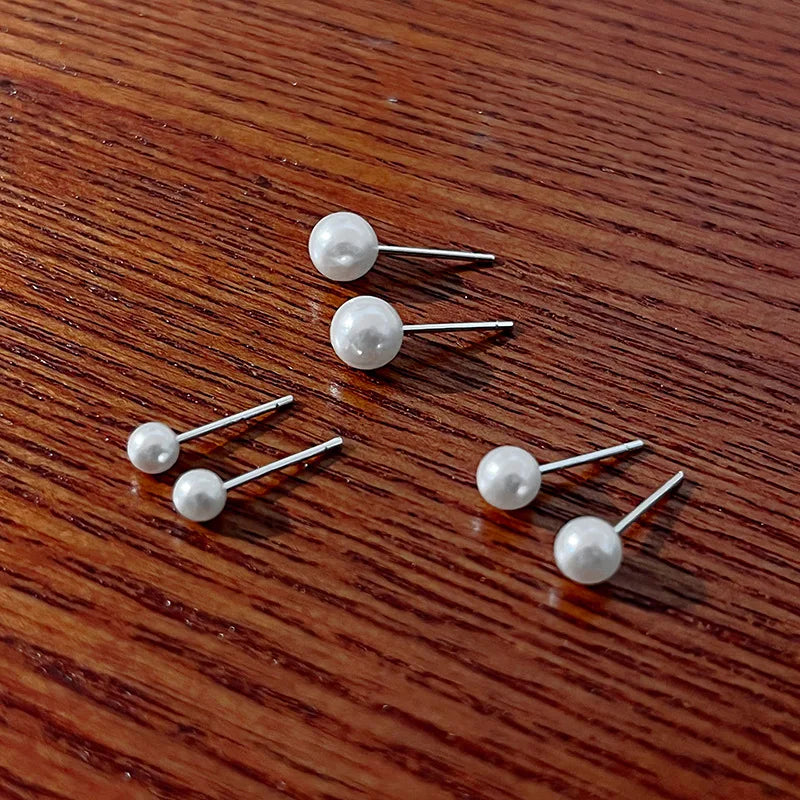 4 Pair Silver Heart Stud Earrings Set Cute Gift Everyday - Smarsty