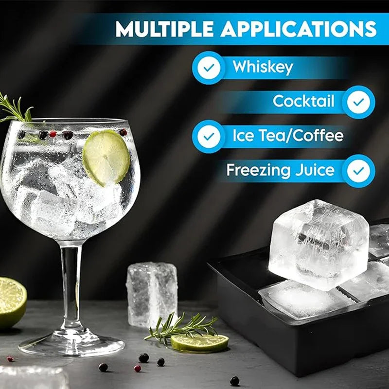 4/6/8/15/160 Grid Big Ice Tray Mold Giant Jumbo Large Food Grade Silicone Ice Cube Square Tray Mold DIY Ice Maker Ice Cube Tray - Smarsty