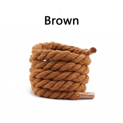Quality Round Shoelaces Colorful 1CM Thicker Cotton Shoelace Running Sneakers Laces 1Pair 100/120/140CM Boots Shoe laces Shoes - Smarsty