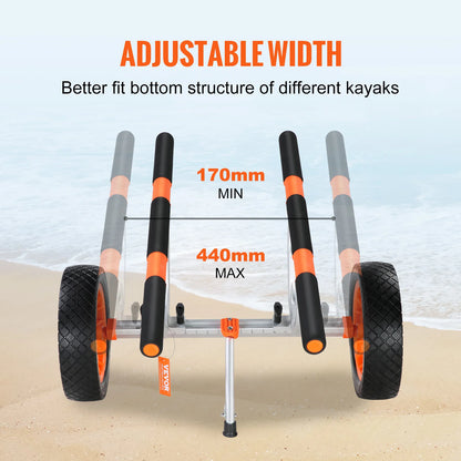 SucceBuy Kayak Cart 450lbs Detachable Canoe Trolley Cart with 12'' Tires Adjustable Width for Paddleboards Float Mats Jon Boats