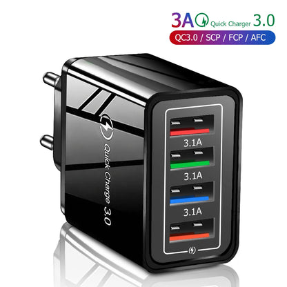 4 Port USB Quick Charge 3.0 Wall Charger EU Connector - Smarsty