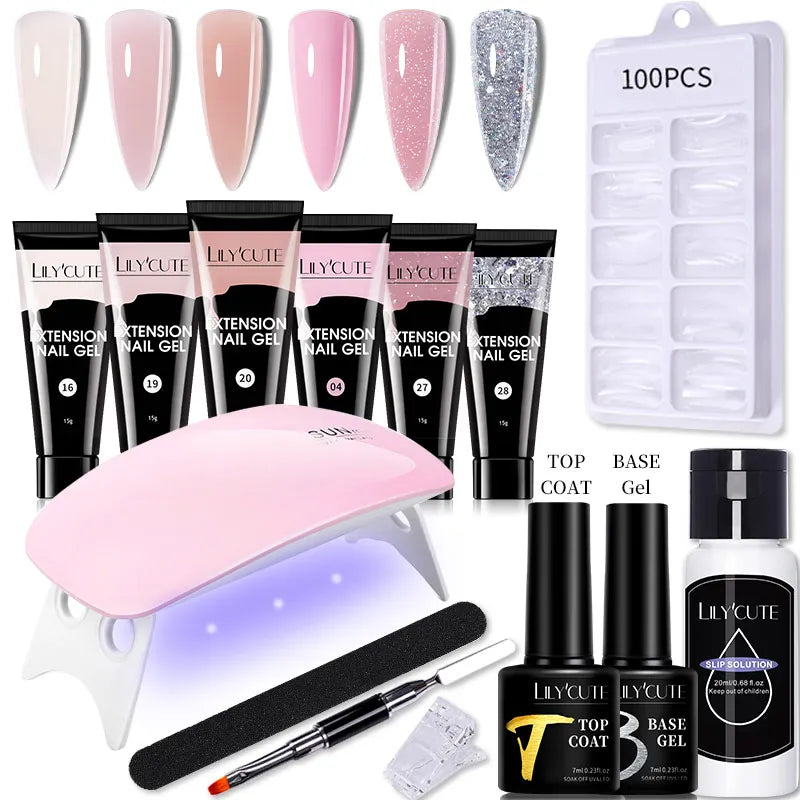 LILYCUTE Nail Gel Set with 6W LED Lamp for Quick Manicure - Smarsty