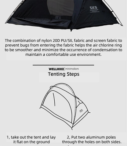 WELLHIKE Outdoor Portable Tent Single and Double Field Park Camping Equipment Rain and Sun Thickened Three Sseason Tent