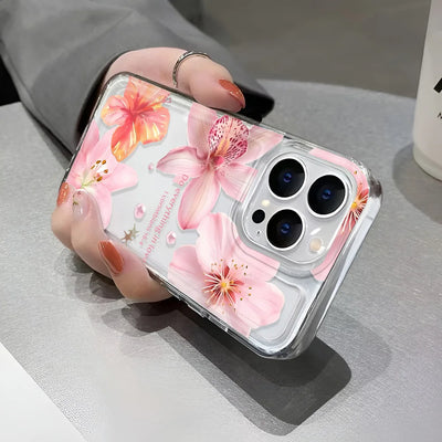 Clear Floral Pattern Phone Case For iPhone 7 To 16 - Smarsty