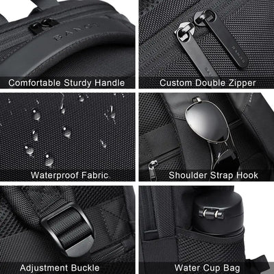 BANGE Travel Waterproof Backpack with USB Charging Port Fit 15.6 Inch Laptop Backpacks for Men and Women, Teenager School Bags - Smarsty
