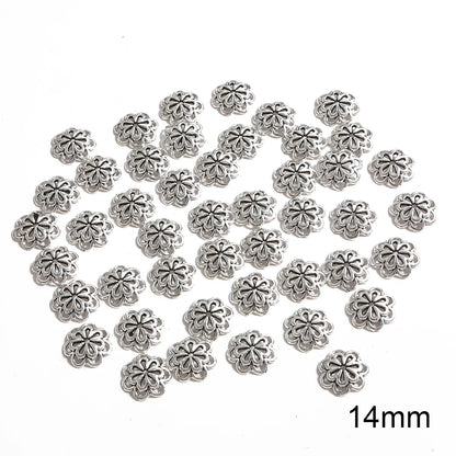 50pcs Tibetan Silver Leaf Flower Bead Caps for Jewelry Making - Smarsty