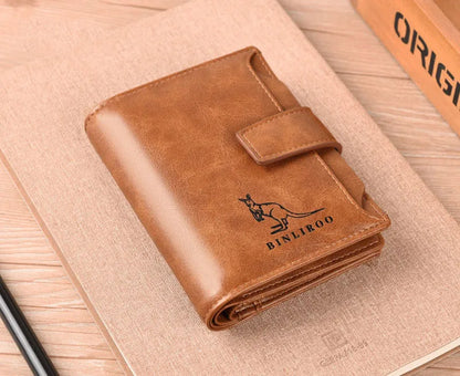 Leather Men's Wallet Luxury Short RFID Card Holder for Men Zipper Coin Purse Portable Male Wallets Billfold - Smarsty