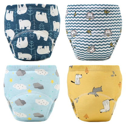 4PCS Baby Waterproof Diapers Pee Shorts Underwears Reusable Soft Ecological Cotton Toddler Potty Training Pants For Boys Girls