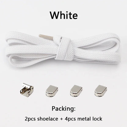No Tie Shoe Laces Flat Elastic Shoelaces for Sneakers Tieless Shoelace Expand Shoestrings One Size Fits All Adult and Kids Shoes - Smarsty