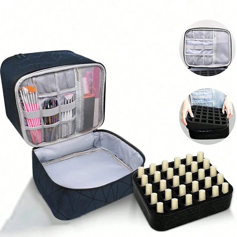 Portable Nail Polish Organizer Bag With Double Layer - Smarsty
