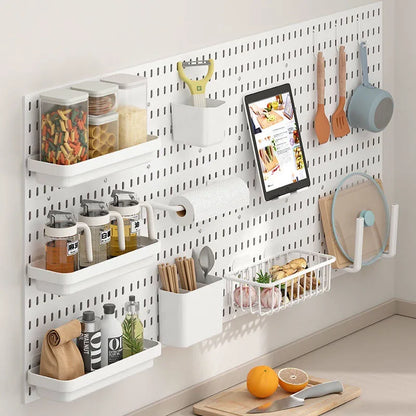 Punch-free Hole Board Vertical Desktop Wall Hanging Office Desk Storage Shelf Reading Room Desktop kitchen Bathroom Storage Rack by Smarsty
