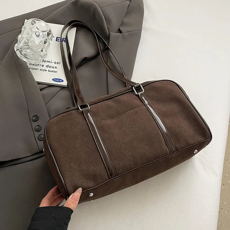 Casual Large Capacity Suede Shoulder Bag For Women Retro - Smarsty