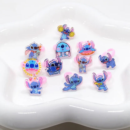 10/20pcs Disney Anime Stitch Ring Kawaii Lilo Stitch Children Acrylic Ring Cartoon Accessories Toy Kids Gifts