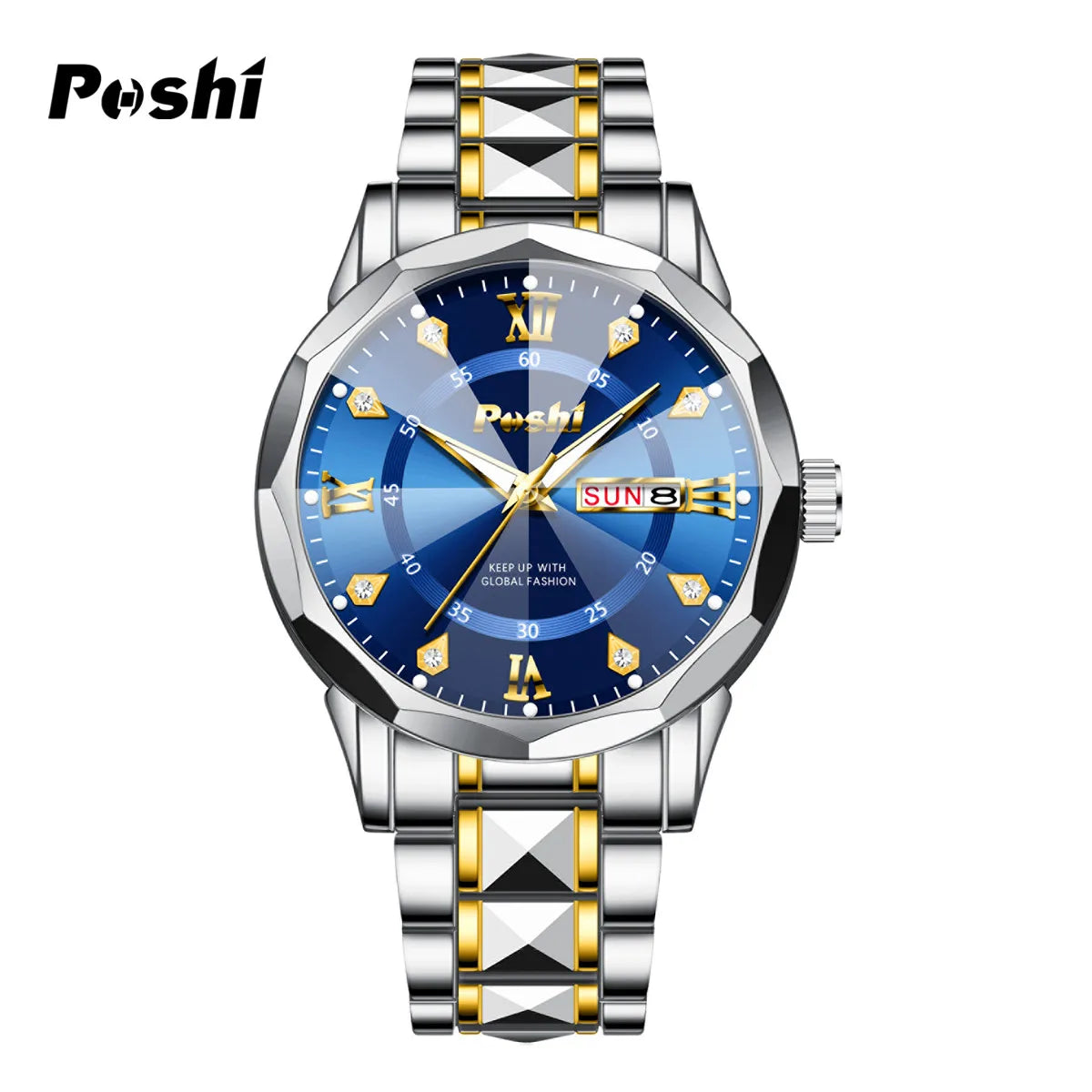 Poshi Men's Waterproof Luminous Quartz Watch with Dual Calendar - Smarsty