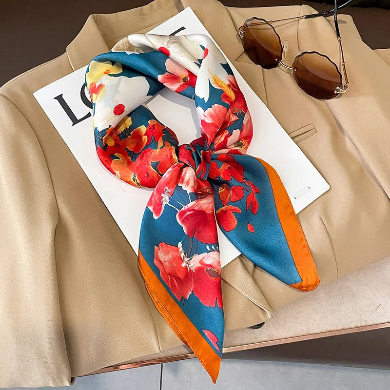 Satin Silk Square Scarf for Women Sun Protection - Smarsty