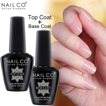 NAILCO 15ml Gel Top Coat and Base Coat for Long-Lasting Shine - Smarsty