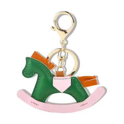 Women's Bag Charm Decoration Cartoon Rocking Wooden Horse Women's Leather Charm Bag Charm Key Chain Cute Bag Accessories Gifts