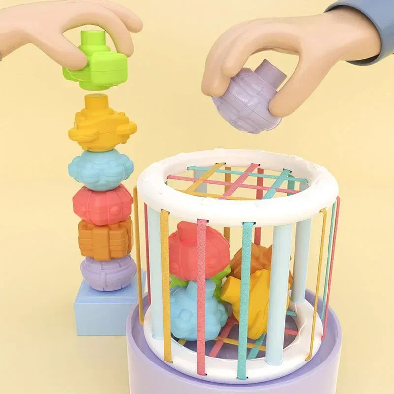 Montessori Baby Toys 0-12 Months Sensory Development Learning Educational Toys Colorful Blocks Sorting Game For Babies Infant