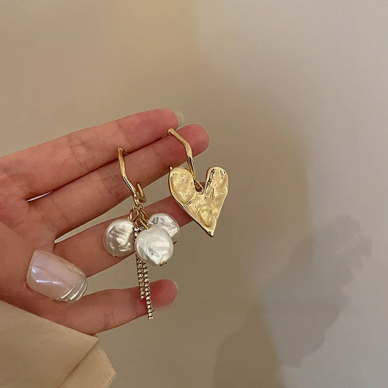 Baroque Heart Tassel Drop Earrings for Fashionable Women - Smarsty