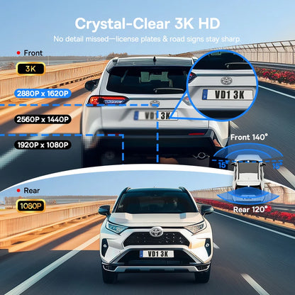 Front And Rear Dash Cam With GPS Galileo 24H Parking - Smarsty