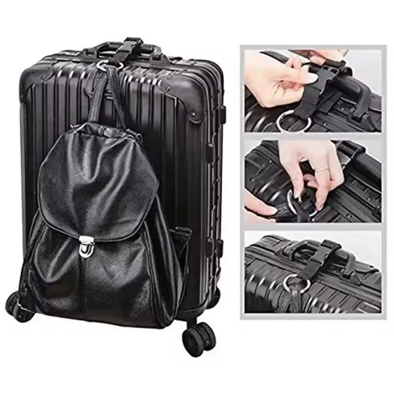 Holiday Travel Portable Black Nylon Suitcase Hanging Bag with Zinc Alloy Hiking Buckle Strap with External Hook Strap - Smarsty