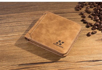 New Men Wallets Credit Card/ID Holder Vintage Brand Male Wallet High Quality PU Leather Photo Holder Foldable Short Men Purse - Smarsty