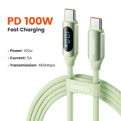 Toocki Type C to Type C Cable 100W PD Fast Charging Charger USB C to USB C Display Cable For Xiaomi POCO F3 Realme Macbook iPad - Smarsty