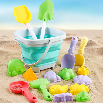 Children's Sand Digging Toy Set Beach Play Water And Sand Folding Bucket Shovel Mold Summer Gift Random Colors Styles by Smarsty